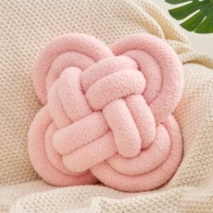 LIONEL MB  Knot Pillow Ball, 12" Soft Decorative Throw Pillows for Couch Bed, Hot Pink Knotted Plush Throw Pillow Home Couch Decor Pillows for Living room